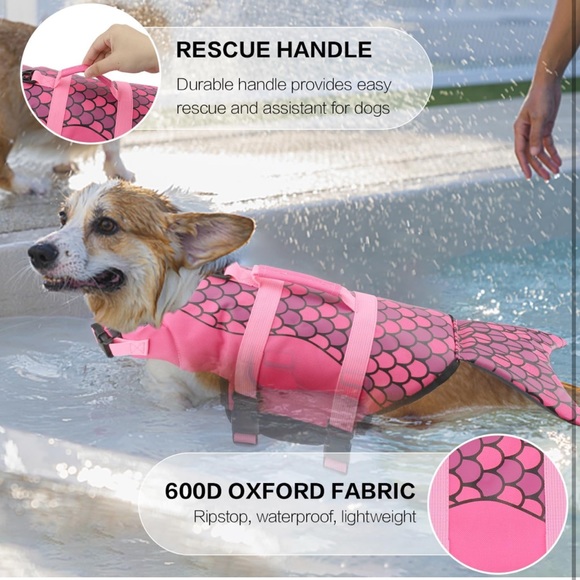 Mermaid Dog Sz SMALL Life Jacket Vest Saver Safety Swim Preserver Rescue Handle - Picture 13 of 16